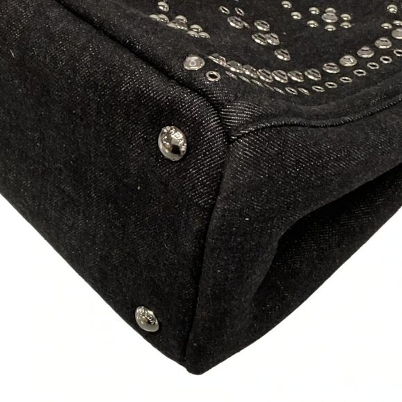 Auth PRADA Canapa BN2439 Black Denim Tote Bag - Picture 3 of 15